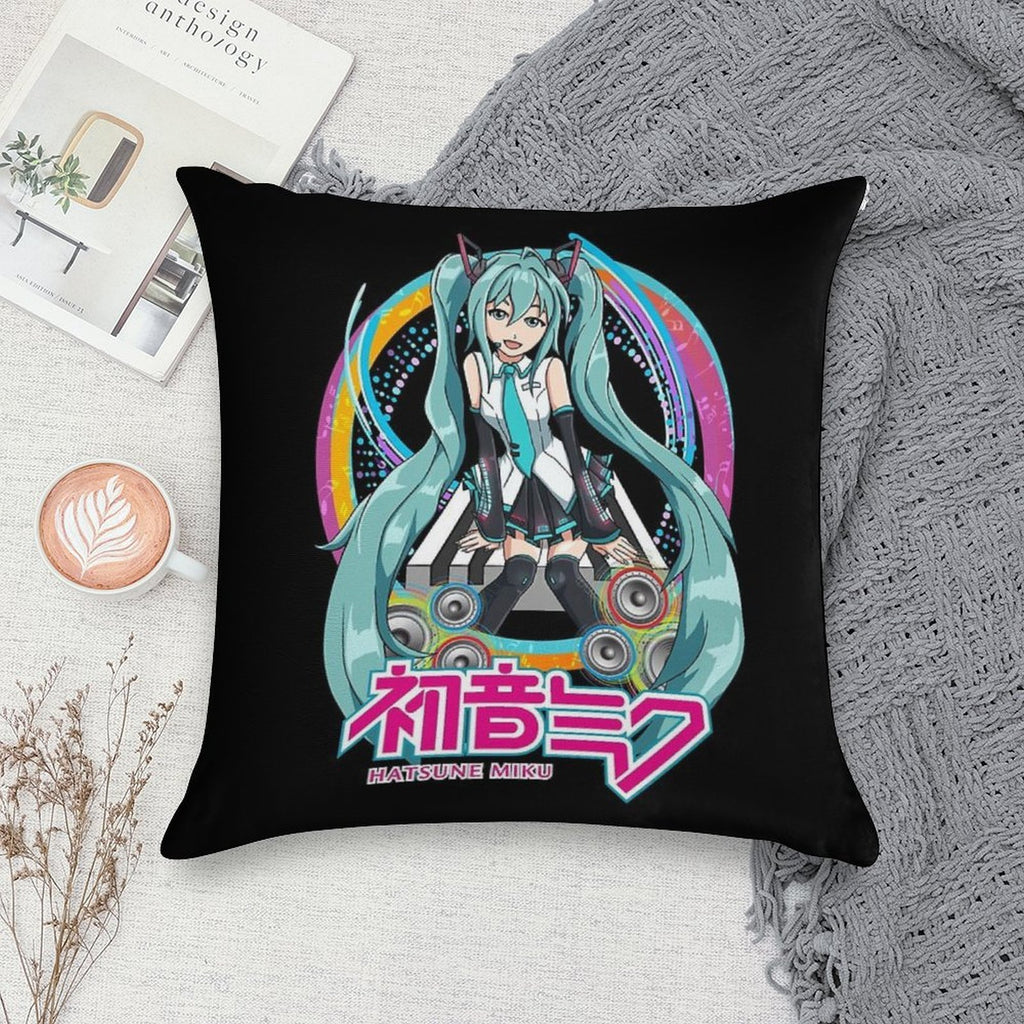 Hatsune Miku Vocaloid by T-TEES Clothing Soft Luxury Feel Throw Pillow