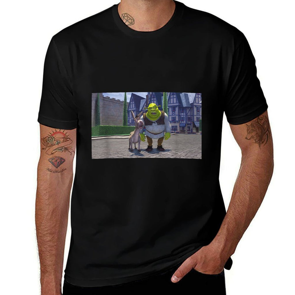 Shrek Iconic Donkey  Shrek Photo Scene Big Chest Poster  Affordable Price T-Shirt