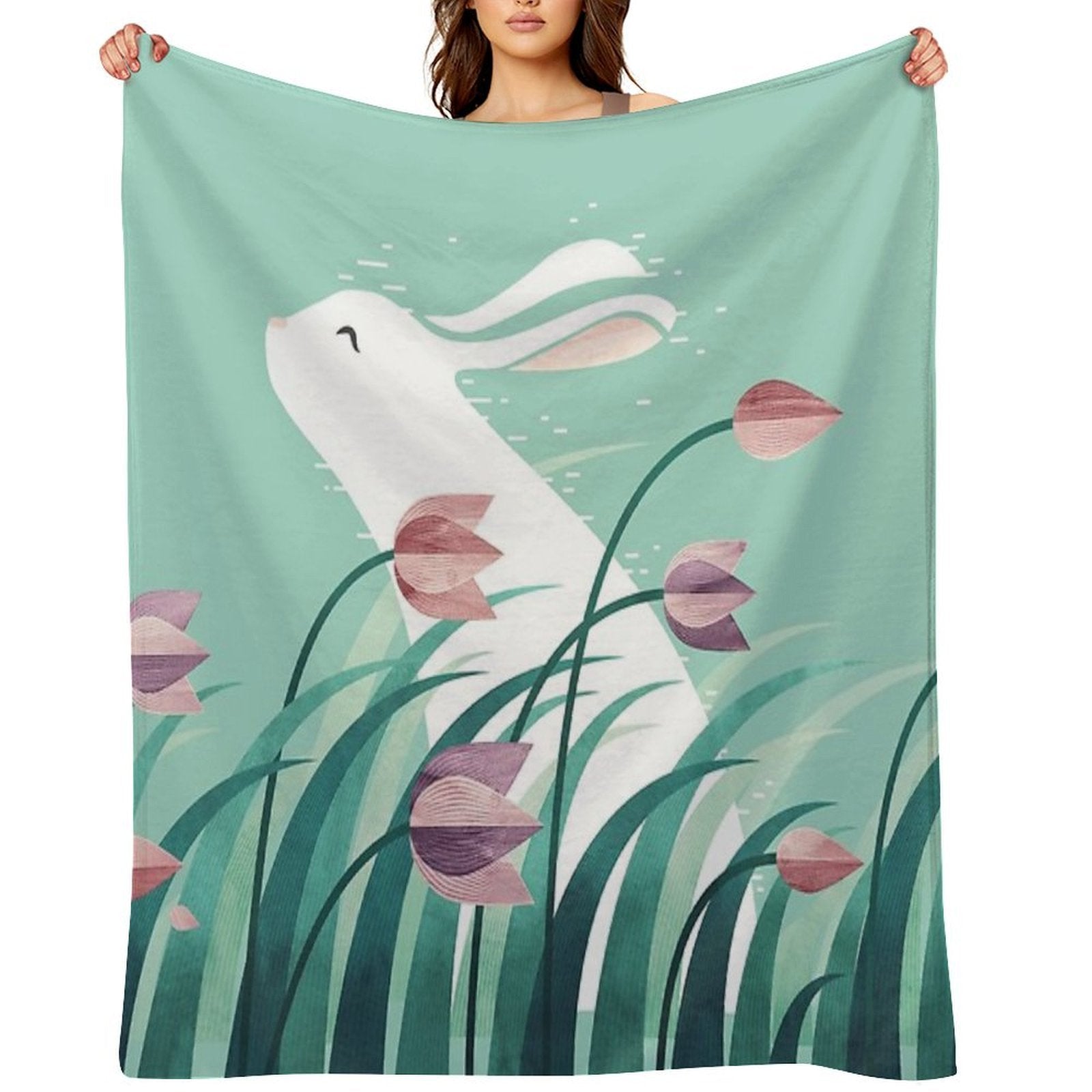 Rabbit, Resting Travel-friendly Throw Blanket