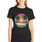 Arubas One Happy Island Beautiful Sunset Beach Flamingo  Durable T-Shirt