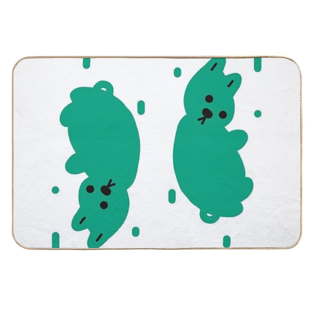 Cute Green Rabbit Rain  Stain-Proof Bath Mat