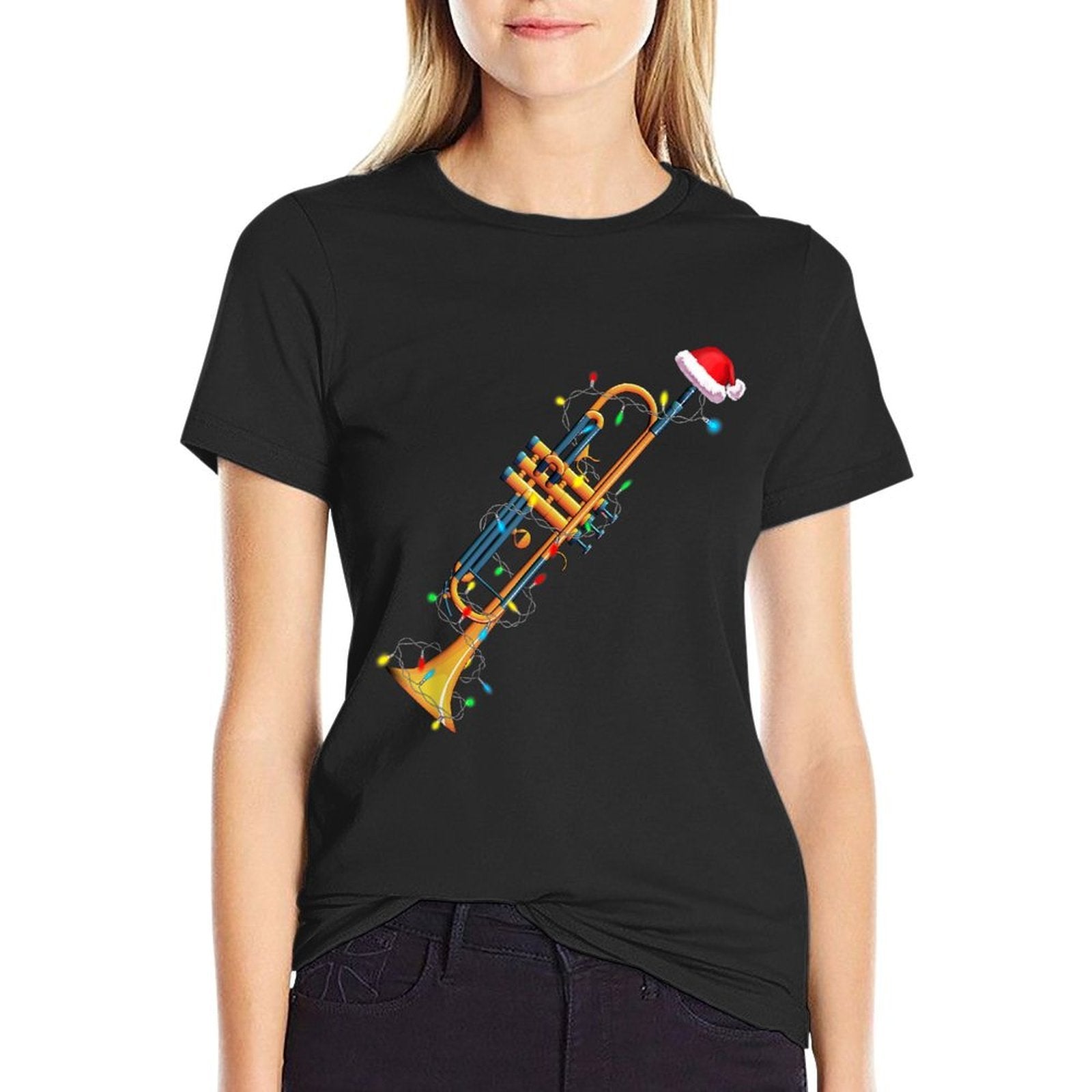 Funny Christmas Trumpet Tree Xmas Trumpet Player Gift  Heathered Texture T-Shirt