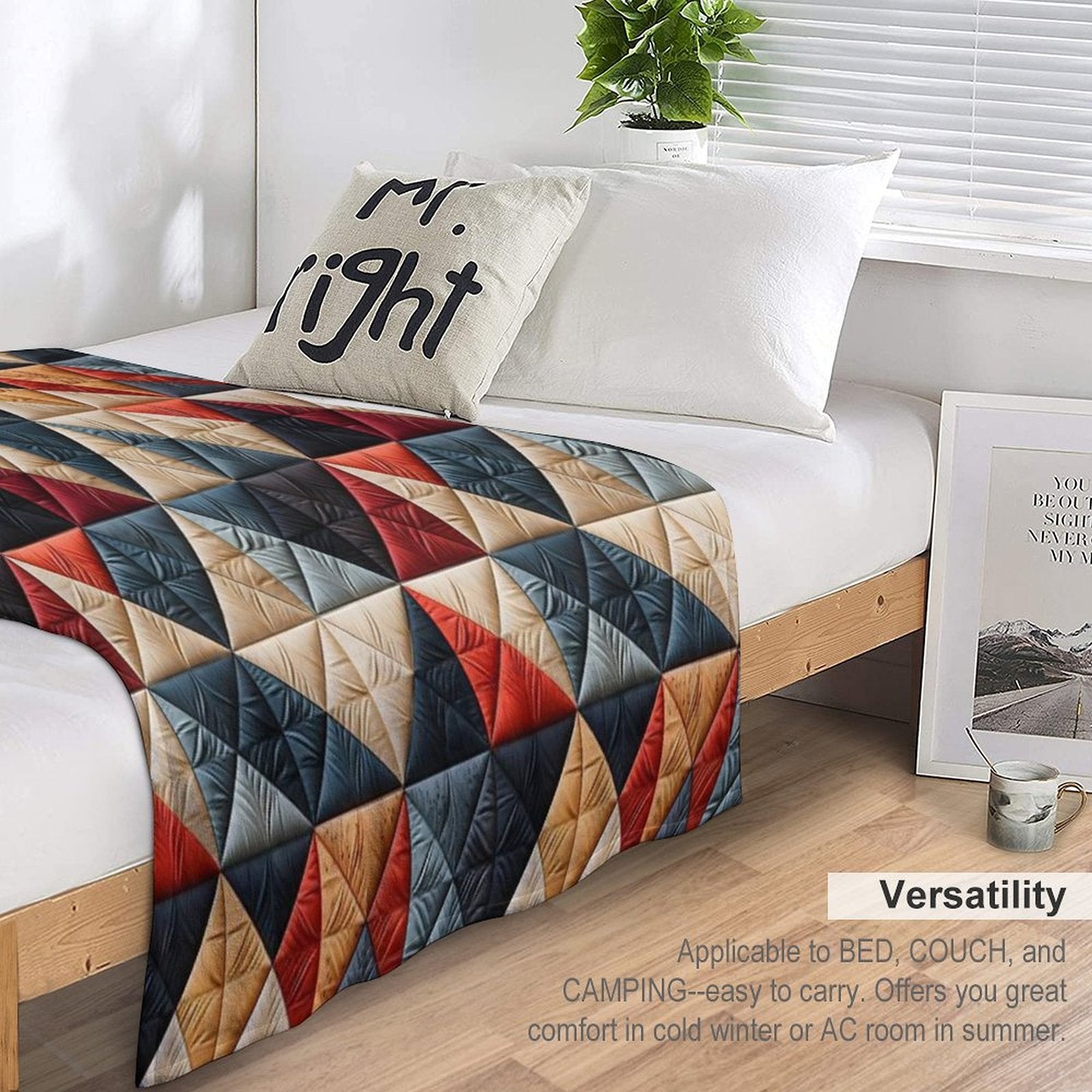 Vintage Geometric Patchwork Pattern Gift-ready Throw Blanket