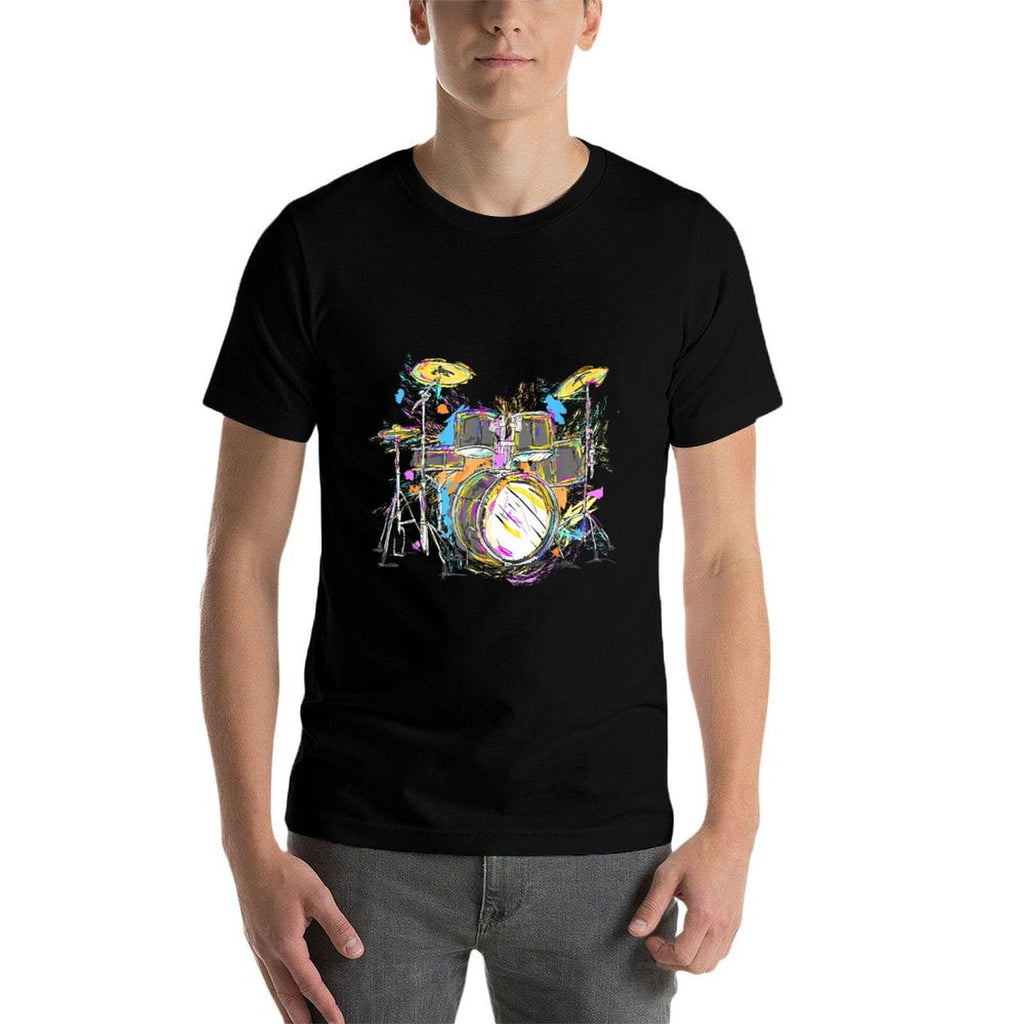 Abstract Art Drums Musician Music Band Throne Noose  Ribbed Collar T-Shirt