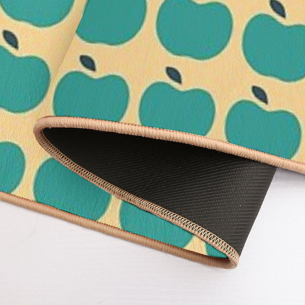Green Apples  Edible Garden  Abstract Fruit Pattern  Easy Maintenance Bath Mat