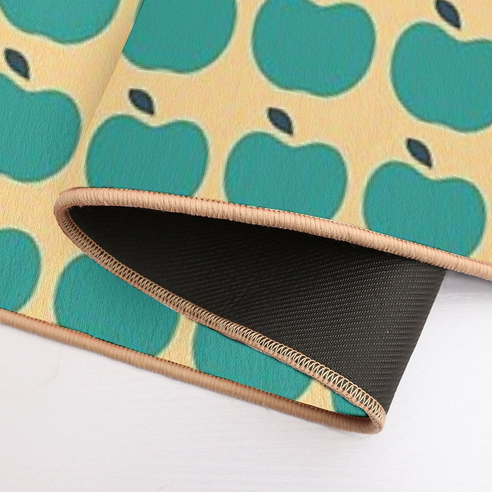 Green Apples  Edible Garden  Abstract Fruit Pattern  Easy Maintenance Bath Mat