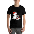 Everything Is Fine Just Having Meltdown Christmas Snowman  Heathered Texture T-Shirt