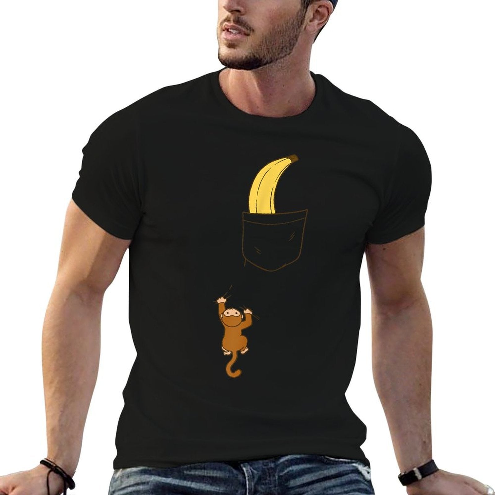 Funny Monkey Climbs A Tshirt To Get Banana Kids Cute Monkey  Affordable Price T-Shirt