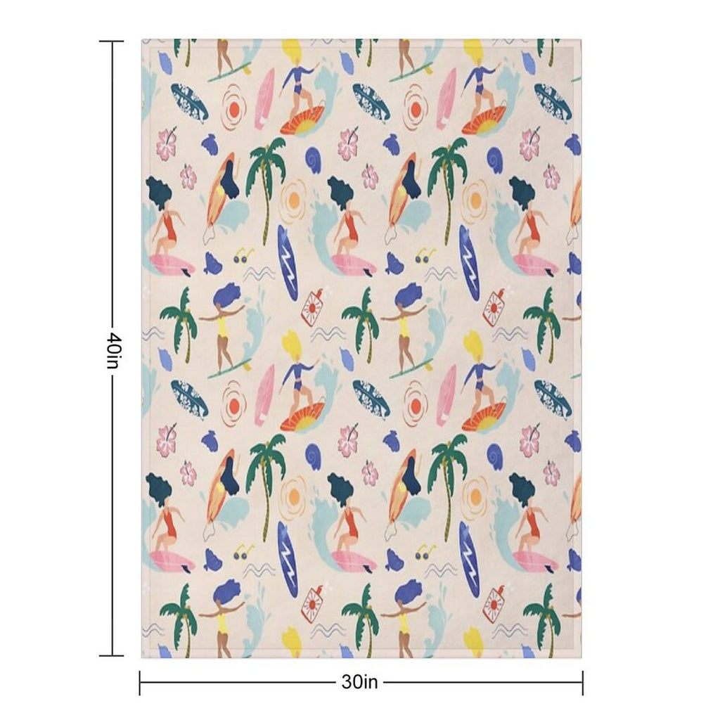 Surfing Girl Travel-friendly Throw Blanket