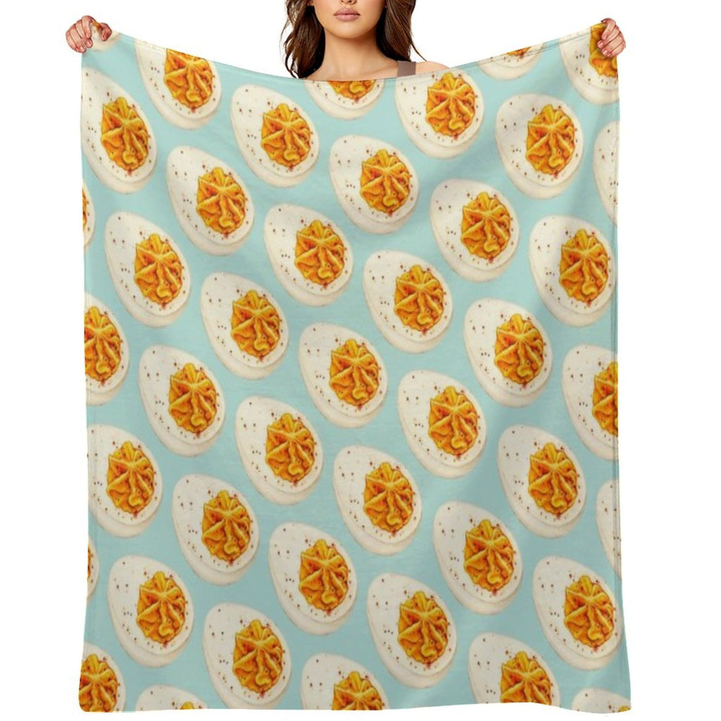 Deviled Egg Pattern - Blue Travel-friendly Throw Blanket
