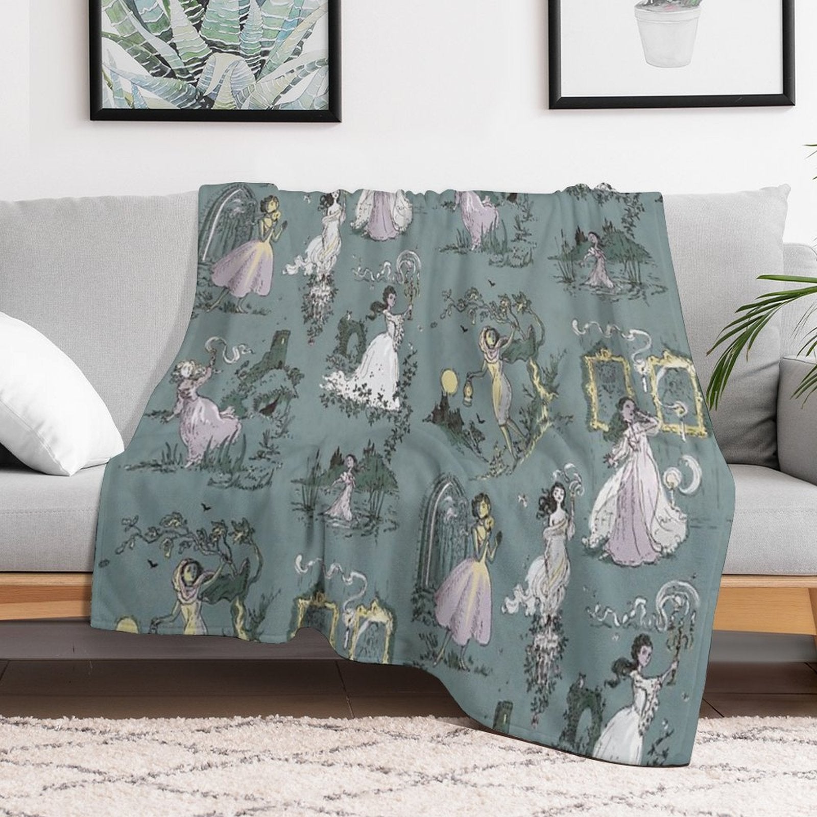 Girls Running From Houses Wrinkle-free Throw Blanket