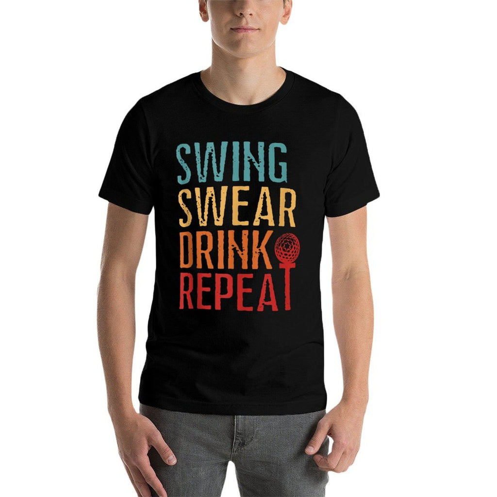Swing Swear Drink Repeat Funny Men Women Golf Lover  Moisture-wicking T-Shirt
