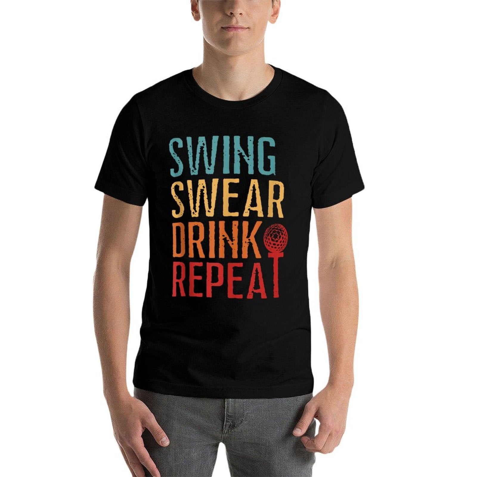 Swing Swear Drink Repeat Funny Men Women Golf Lover  Moisture-wicking T-Shirt
