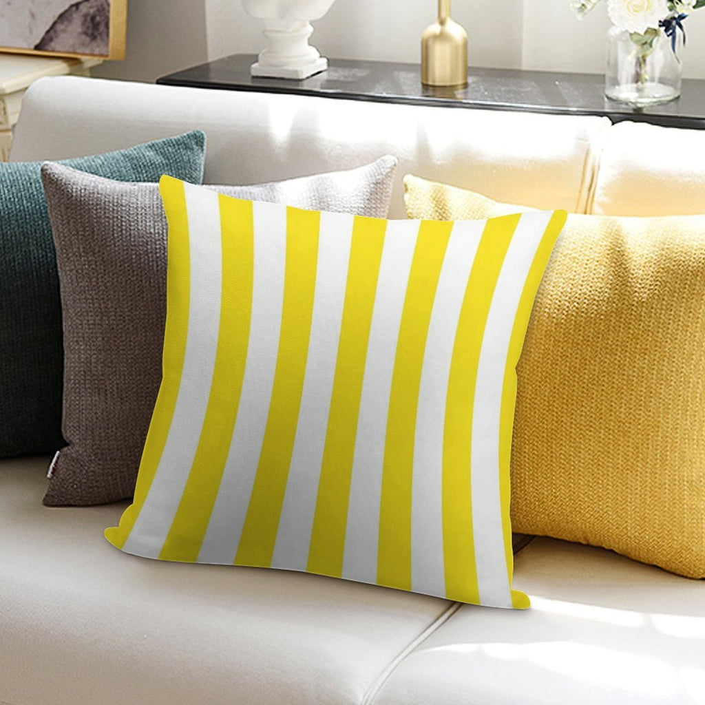Yellow And White Deckchair Stripe Pattern Soft Luxury Feel Throw Pillow