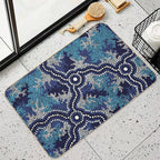 Aboriginal Art Authentic - Wetland Dreaming 2  Dirt-Trapping Bath Mat