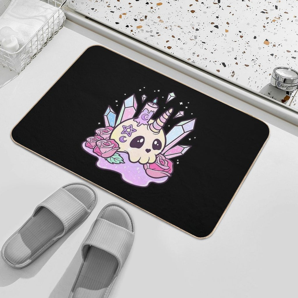Kawaii Pastel Goth Cute Creepy Occult Skull  Absorbent Bath Mat