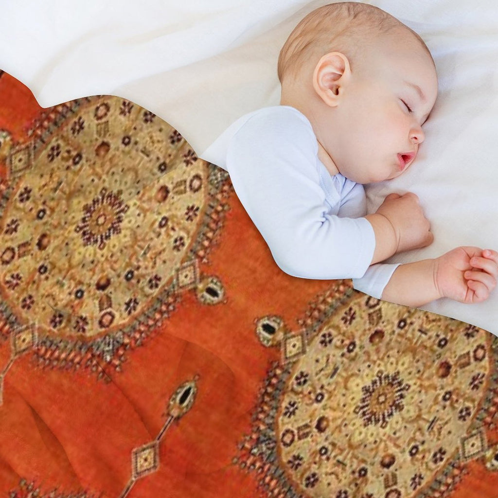 Antique Persian Tabriz Rug Print Compact Throw Blanket