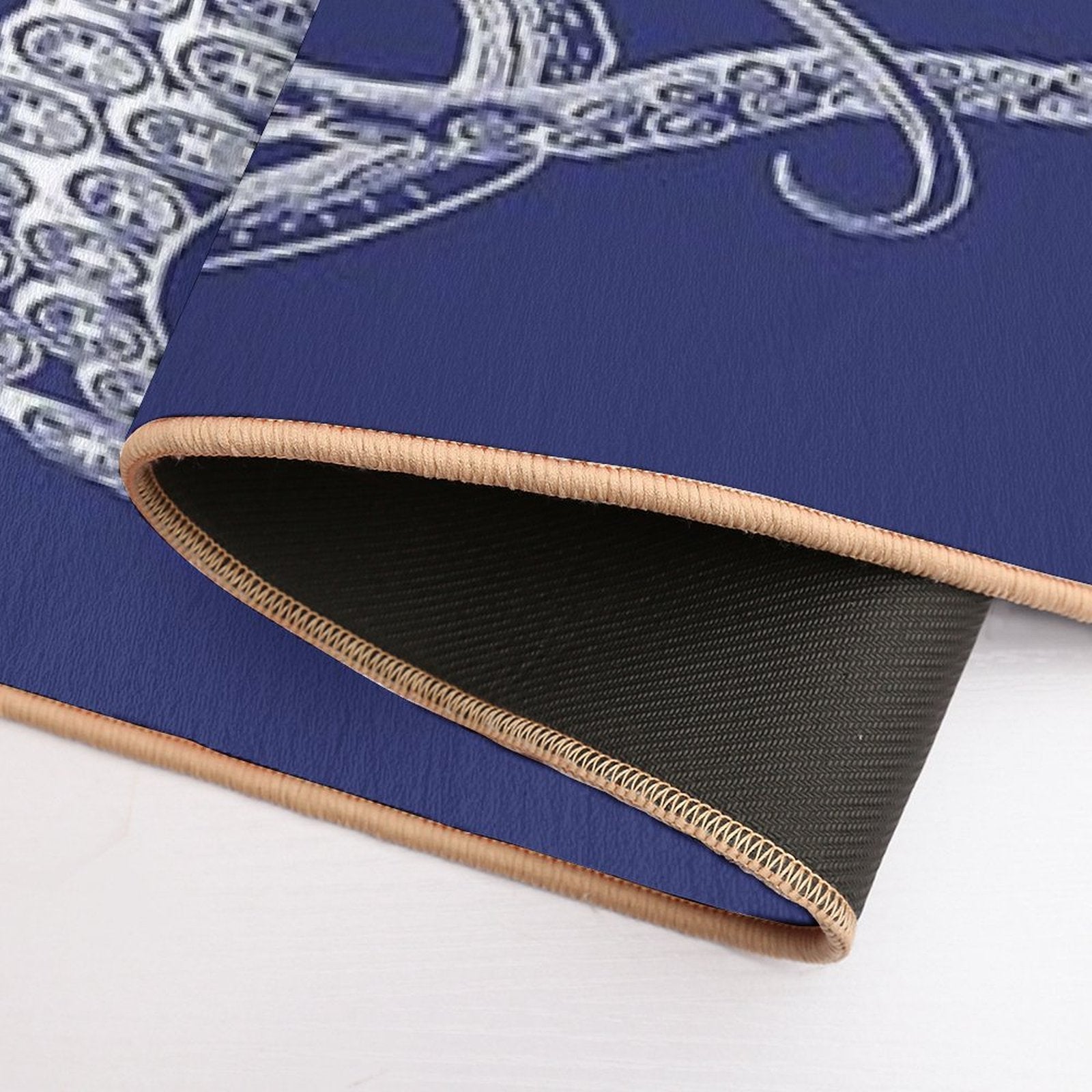 Half Octopus  Right Side  Vintage Octopus  Tentacles  Sea Creatures  Nautical  Ocean  Sea  Beach  Diptych  Navy Blue A  Odorless Bath Mat