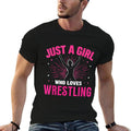 Just A Girl Who Loves Wrestling, Girls  Kids, Wrestler Girl  Ribbed Collar T-Shirt