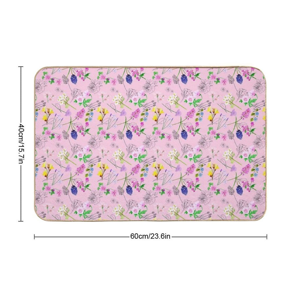 Wild Flower Pink  Stain-Proof Bath Mat