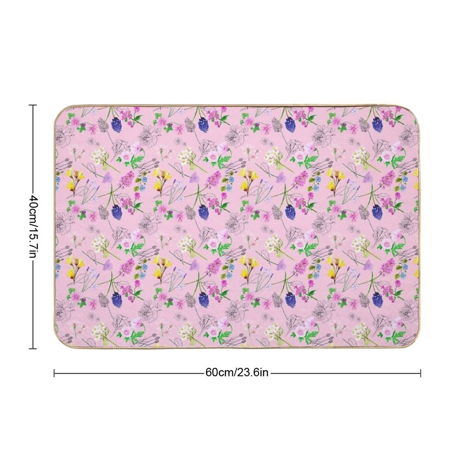 Wild Flower Pink  Stain-Proof Bath Mat