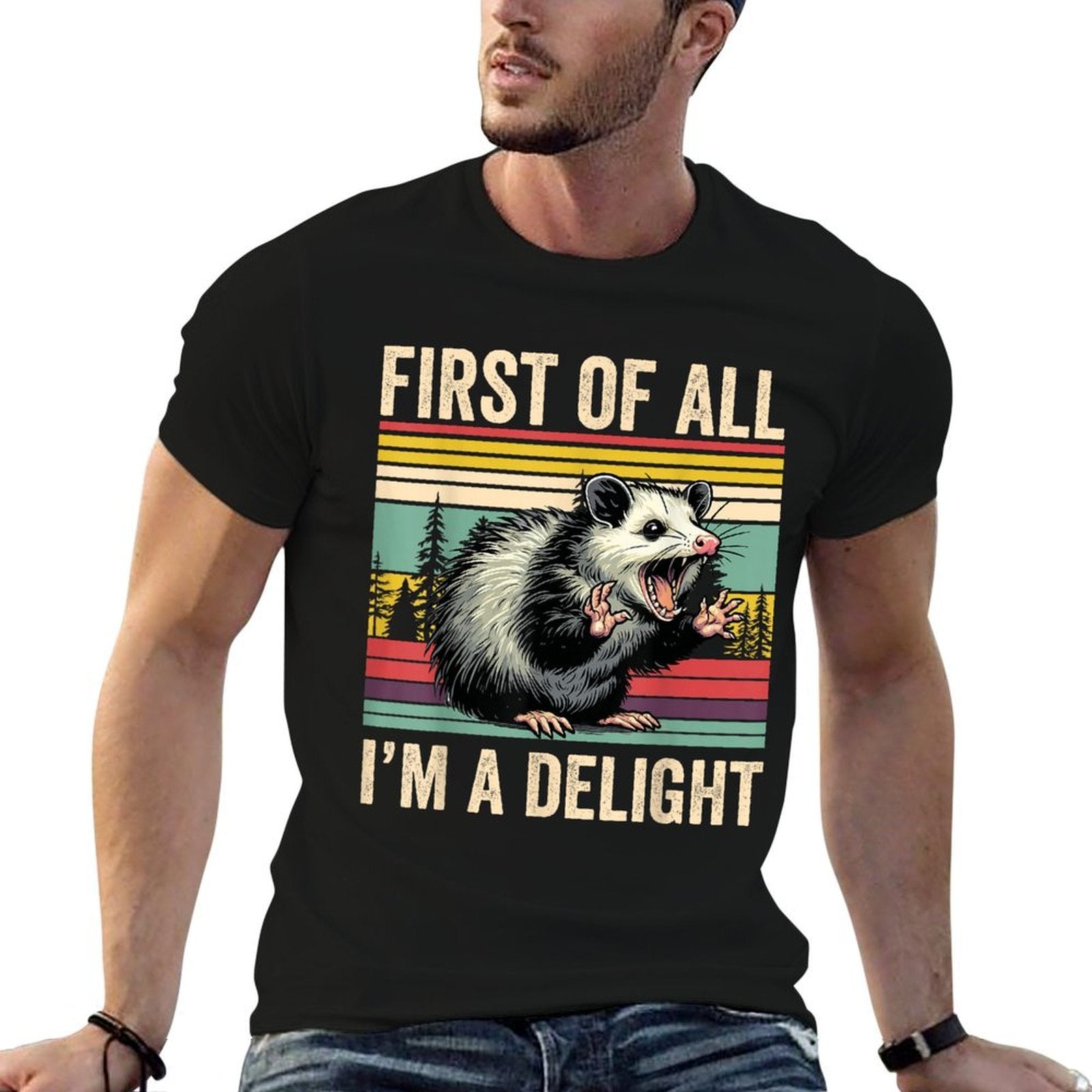 Opossum First Of All Im A Delight Possum Gifts For Men Women  Heathered Texture T-Shirt