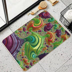 Trippy Tea Party - Fractal Art  Slip-Resistant Bath Mat