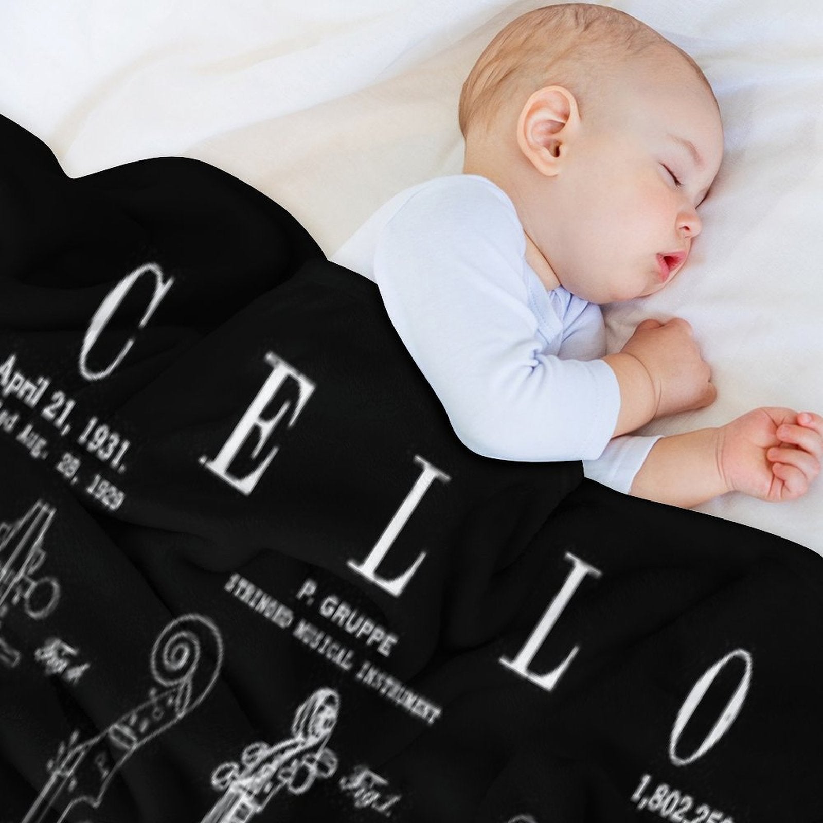 Cello Vintage Patent Cellist Drawing Print Versatility Throw Blanket