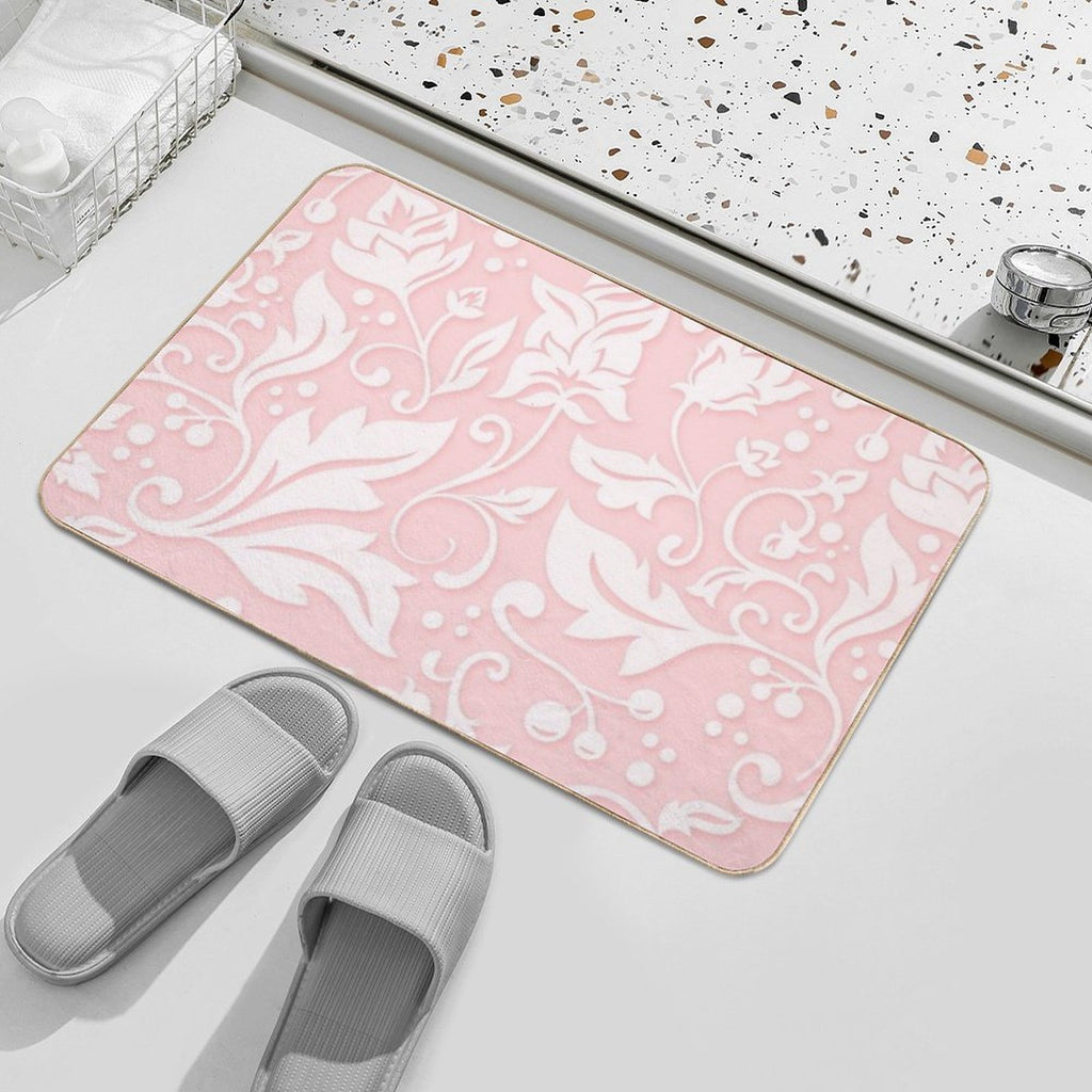 Pink Flower Print Botanical Floral Pattern  Toxin-Free Bath Mat