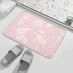 Pink Flower Print Botanical Floral Pattern  Toxin-Free Bath Mat