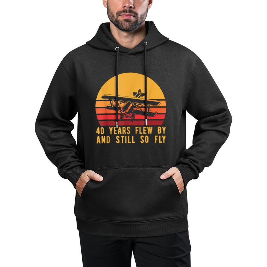 40th Birthday Biplane Turning 40 Airplane Pilot Shape Retention Hoodie