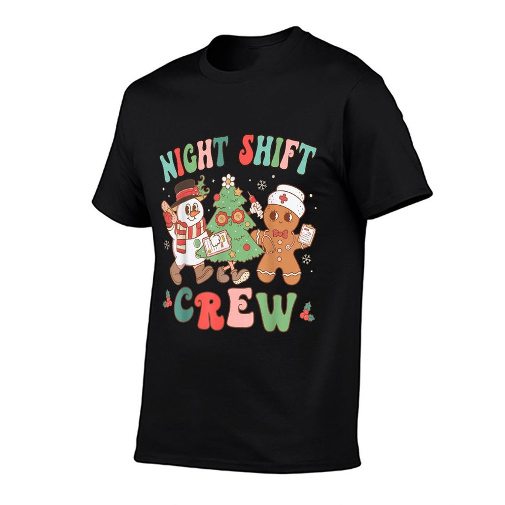 Retro Night Shift Nurse Crew Christmas Night Shift Nursing  Polyester Blend T-Shirt