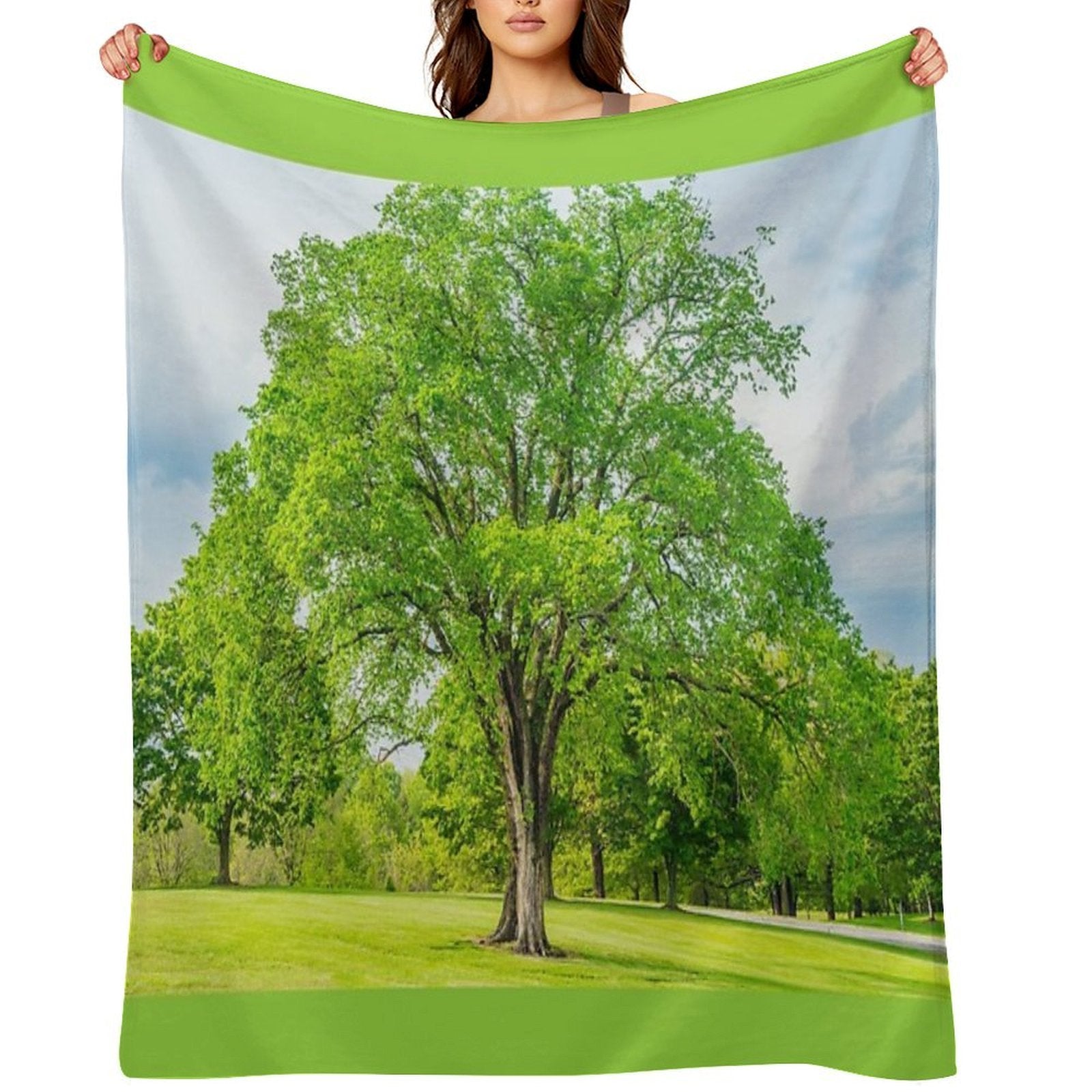 Large Elm Tree Machine-washable Throw Blanket