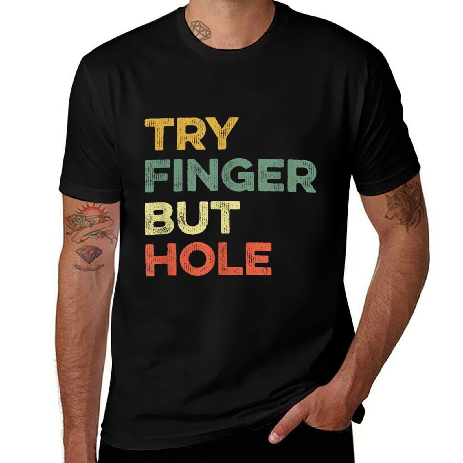 Try Finger But Hole Funny Meme Gaming Humor Gamer Viral Joke  Polyester Blend T-Shirt