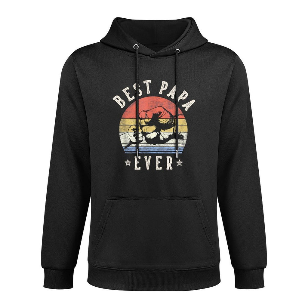 Best Papa Ever - Retro Fist Bump Vintage Design Papa Cotton-Polyester Blend Hoodie