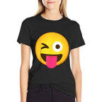 Emoticon Winking Face with Stuck-Out Tongue And Winking Eye  Polyester Blend T-Shirt