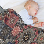 Dazzling Style Red And Golden Stars Pattern Easy Care Throw Blanket