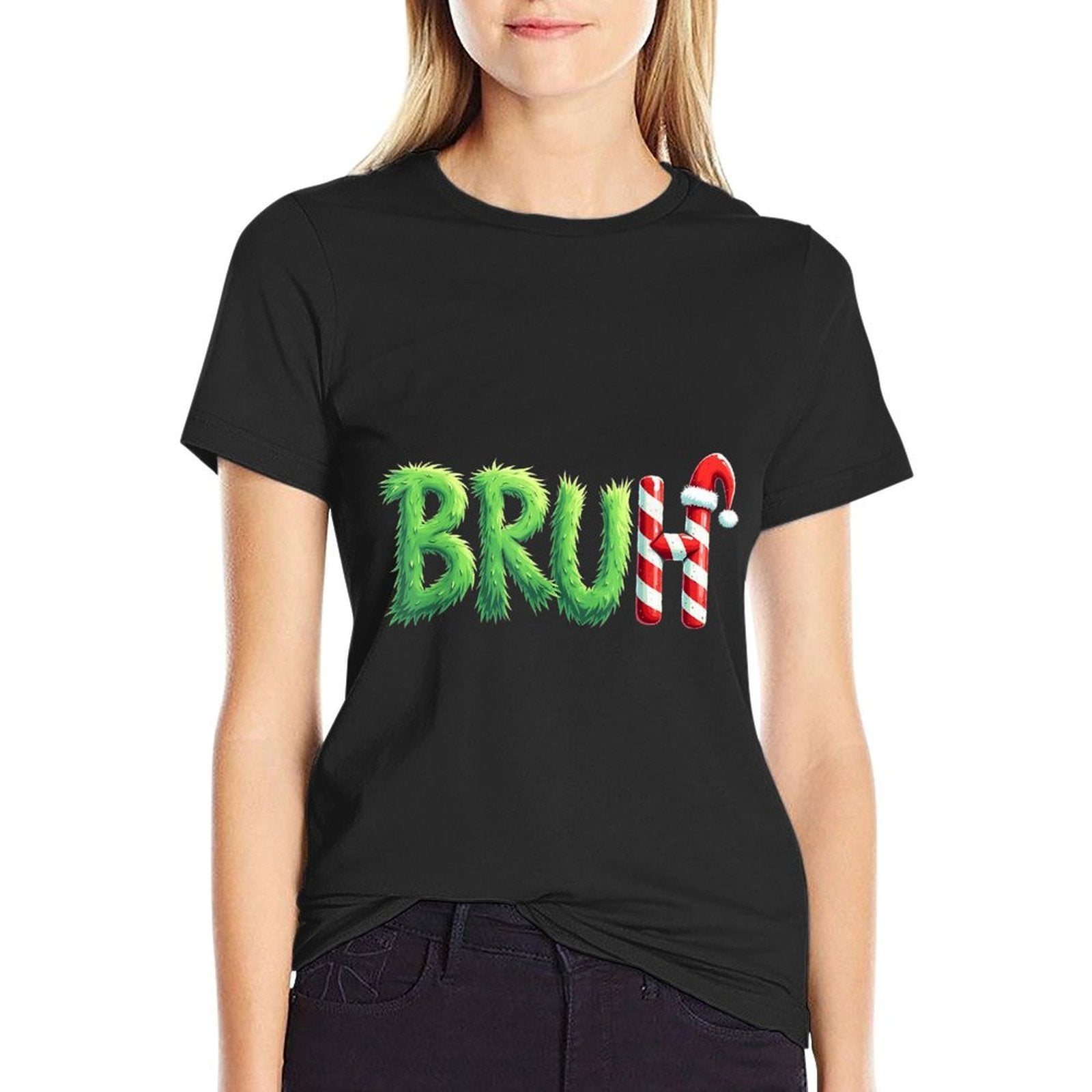 Bruh Christmas Kidsns Boys Funny Christmas Humor Meme  Oversized Silhouette T-Shirt
