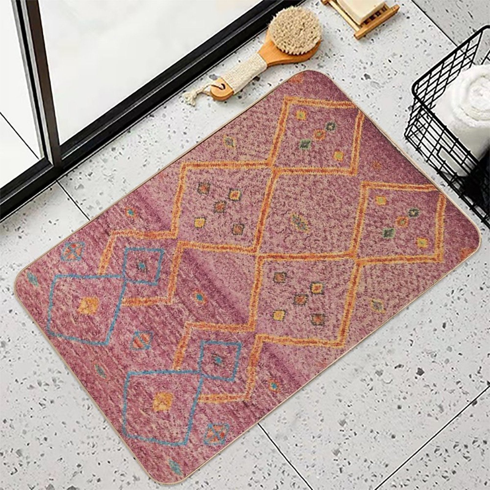 Oriental Moroccan Berber Design Rug  Rapid-Drying Bath Mat