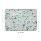 Magnolias Watercolor Asian Inspired Pastel Pink Mint  High-Traffic Bath Mat