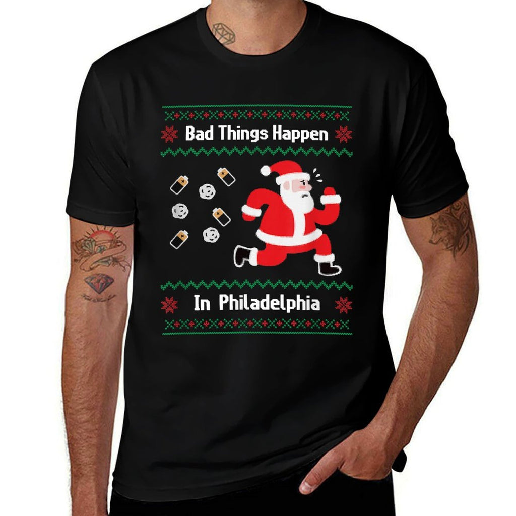 Funny Bad Things Happen in Philadelphia Christmas Sweater  Lightweight T-Shirt