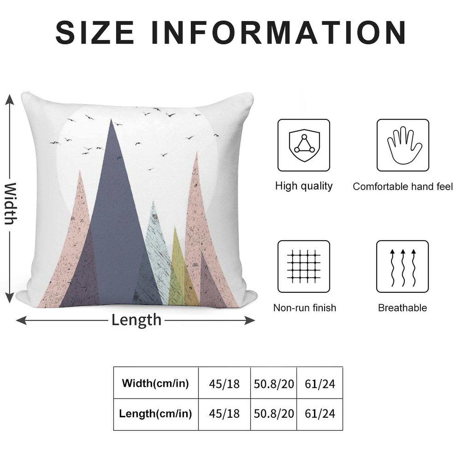 Mid-Century Scandinavian Mountains Soft Hidden Zipper Throw Pillow