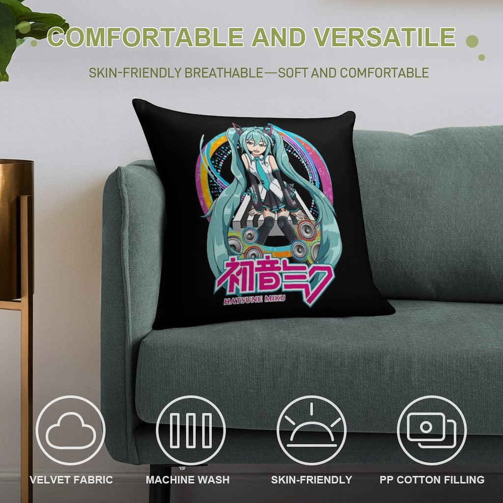 Hatsune Miku Vocaloid by T-TEES Clothing Soft Luxury Feel Throw Pillow