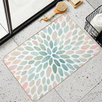 Floral Bloom Pattern, Coral, Peach, Green  Toxin-Free Bath Mat