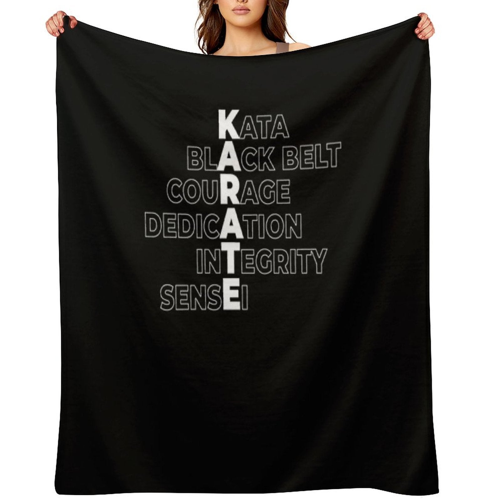Karate Kata Black Belt Dedication Courage Sensei Karateka Compact Throw Blanket
