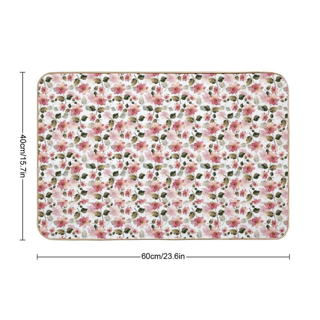 Watercolor Floral Pattern  Toxin-Free Bath Mat