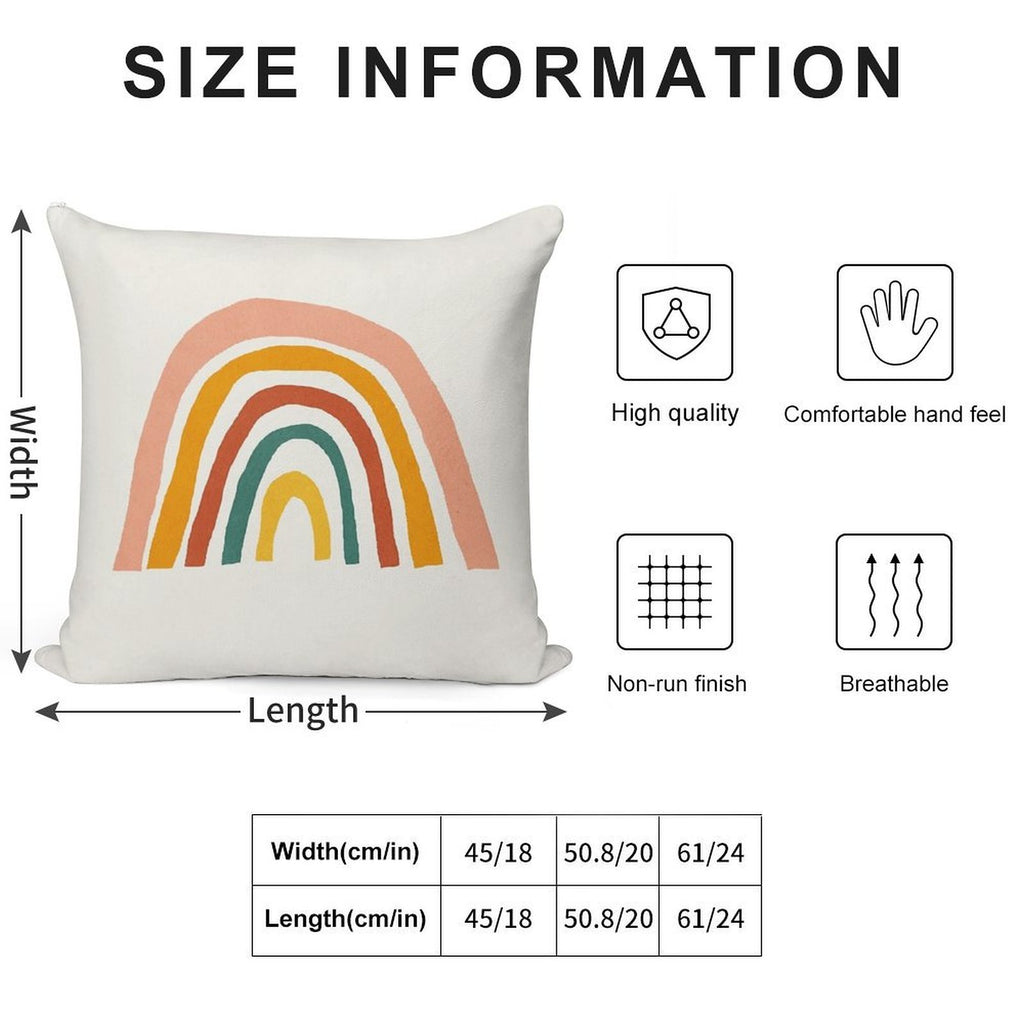 Rainbow, Abstract, Mid Century Modern Kids Wall Art, Nursery Room Soft Washable Throw Pillow
