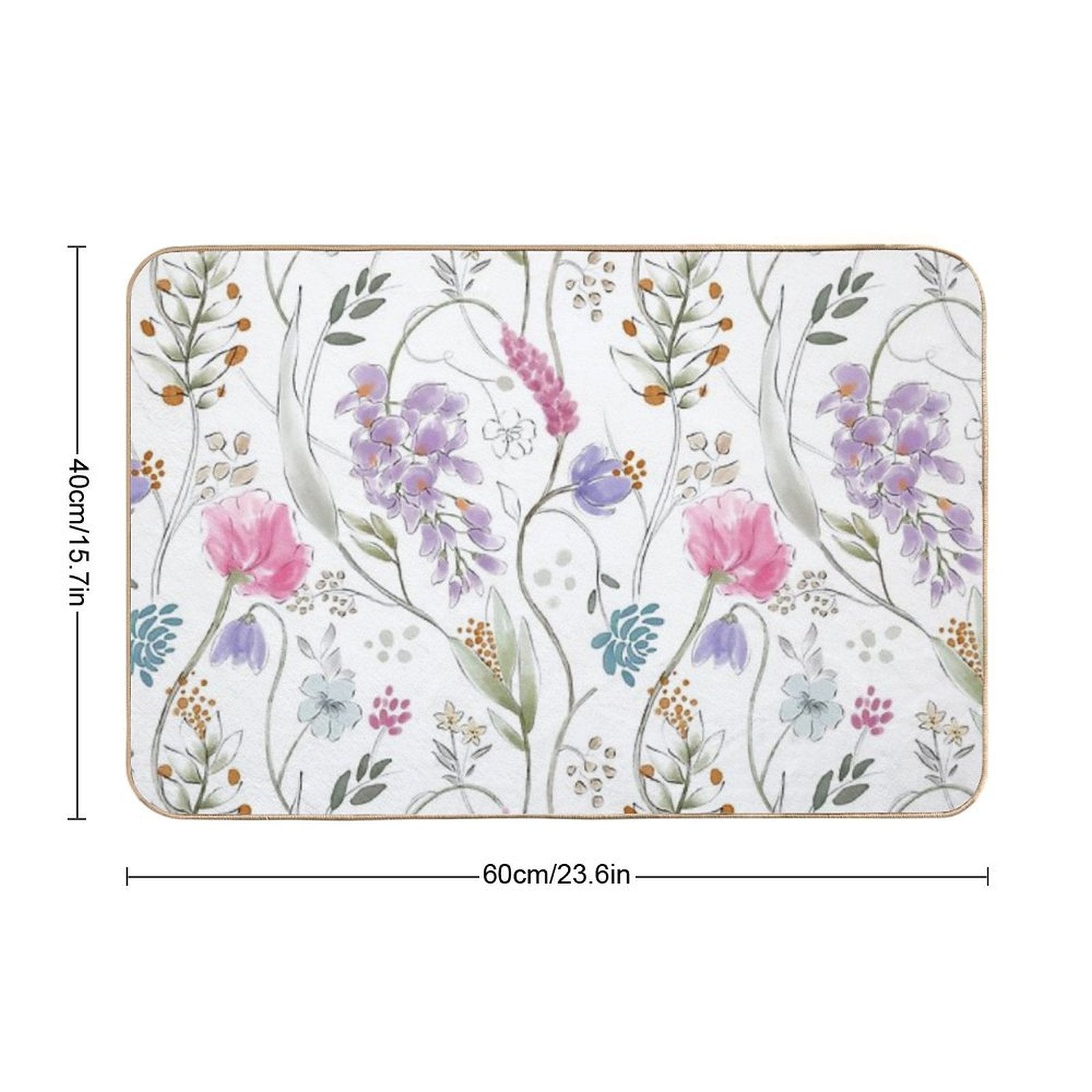 Colorful Flowers And Leaves  Odorless Bath Mat