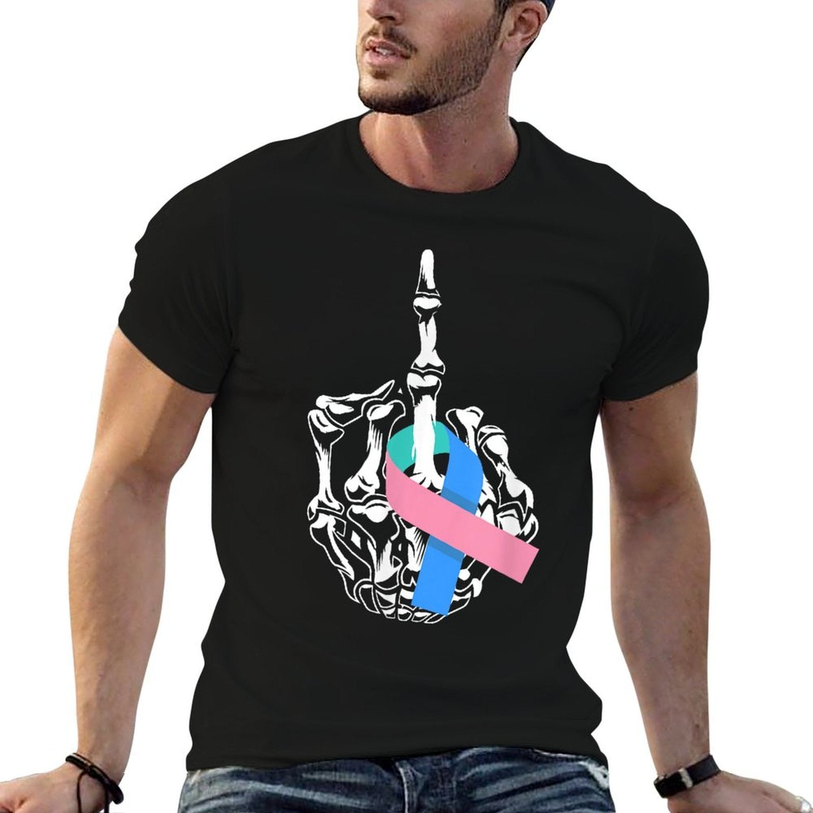 Fuck Thyroid Cancer Middle Finger Thyroid Cancer Awareness  Versatile T-Shirt