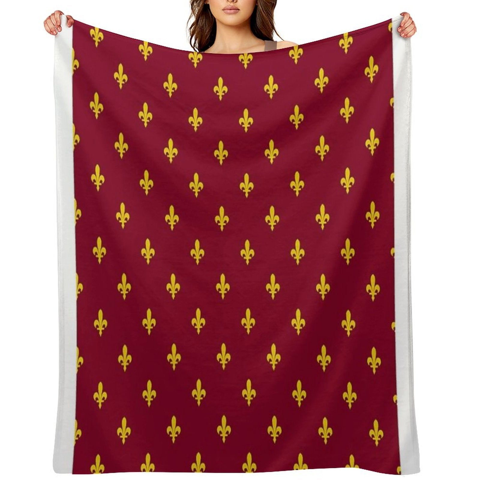 Lilies Pattern Golden And Burgundy Lily Versatility Throw Blanket